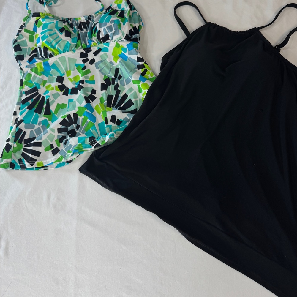 Tankini Swim Top 4 6 DreamSuit Black Tank Carribean Joe Padded Bra BUNDLE of 2